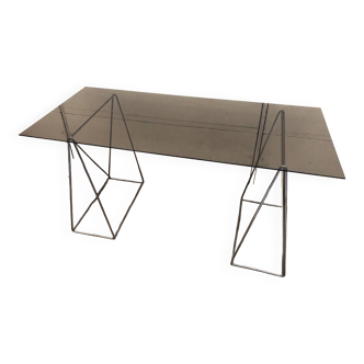 Trestle desk and smoked glass, 1970