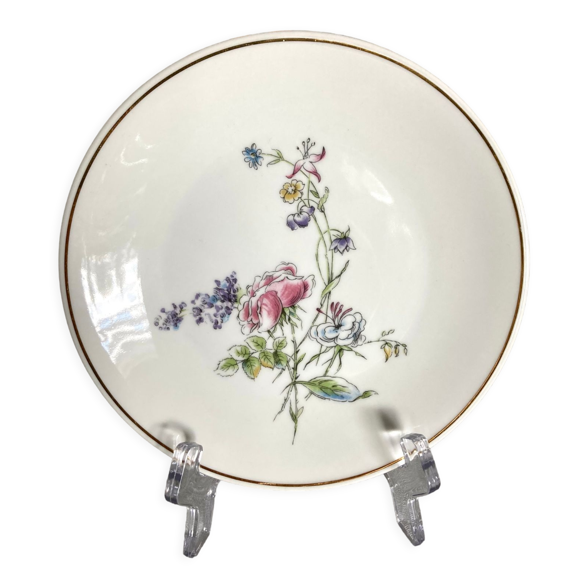 12 Limoges porcelain dessert plates Charles Ahrenfeldt floral decoration