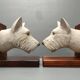 Dog head bookends ~ composite resin ~ vintage from the 70s/80s ~ england