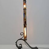 Poliarte Brutalist Italian Wrought Iron and Color Raw Glass Floor Lamp, 60