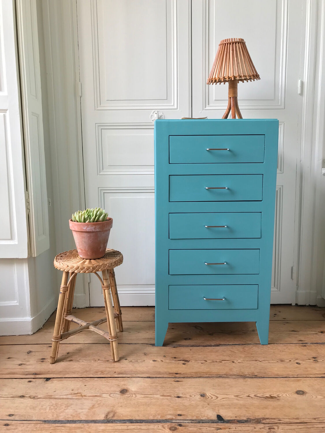 Chiffonnier commode revisité en Menthe Douce de chez Ressources