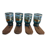 Small blue and gold liquor glass