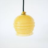 Small glass ball pendant from Clichy with flared neck, Yellow, 1930