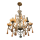 Superb antique chandelier brass/glass/Murano opal.