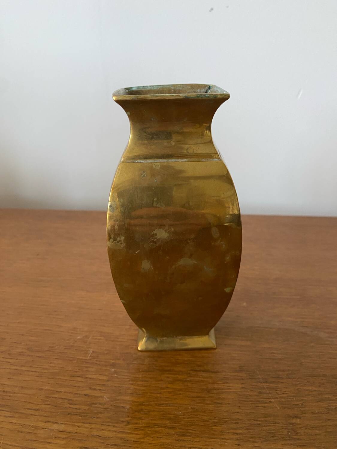 Antique deknudt style solid brass vase vintage #b972