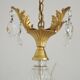 Mid-century brass, glass, and crystal chandelier with 4 lights 5099