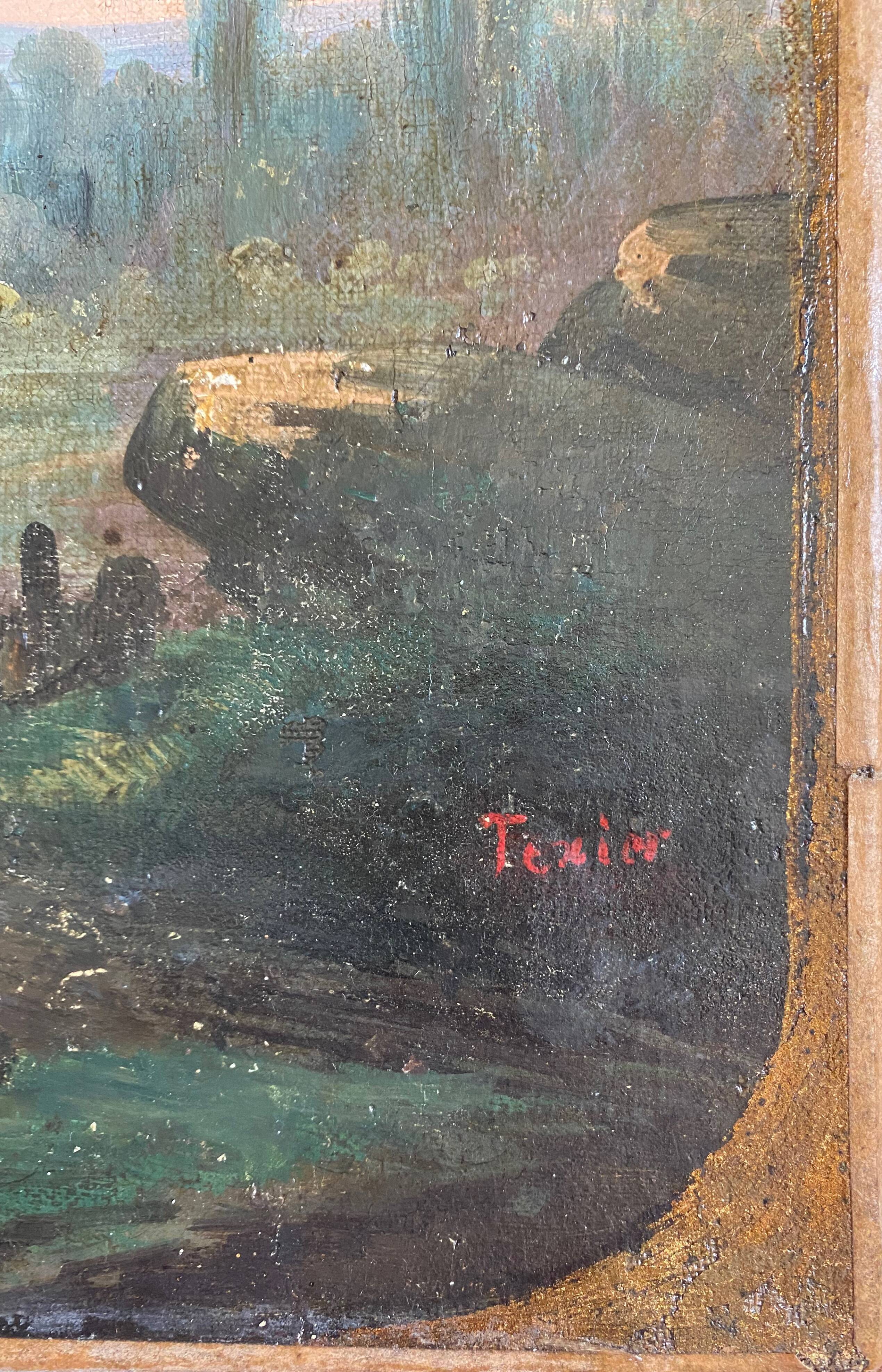 Counterpart of Paintings by Jean Ernest TEXIER (1829-1900) Fisher landscape