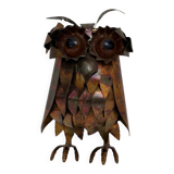 Brutalist owl sculpture, vintage 1970s