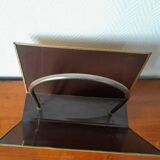 English magazine rack in embossed brass 1960