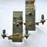 Pair of Italian art deco wall lights in mirror and brass, vintage, 1930s