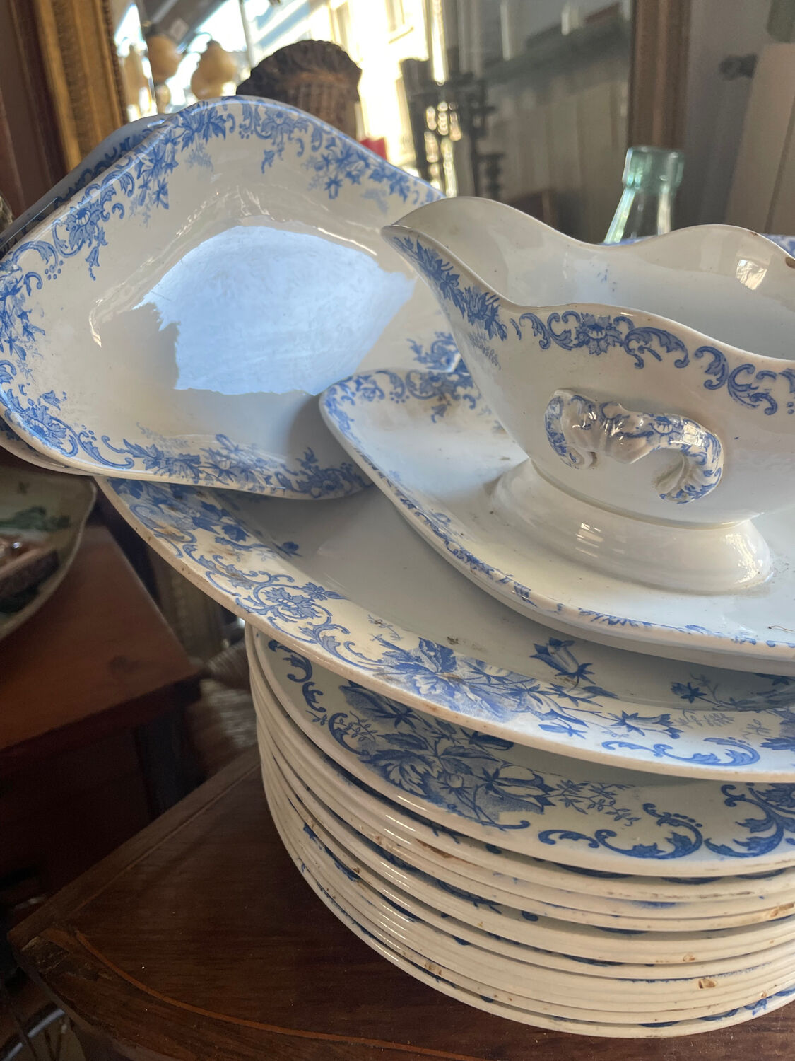 39-piece blue floral service - terre de fer