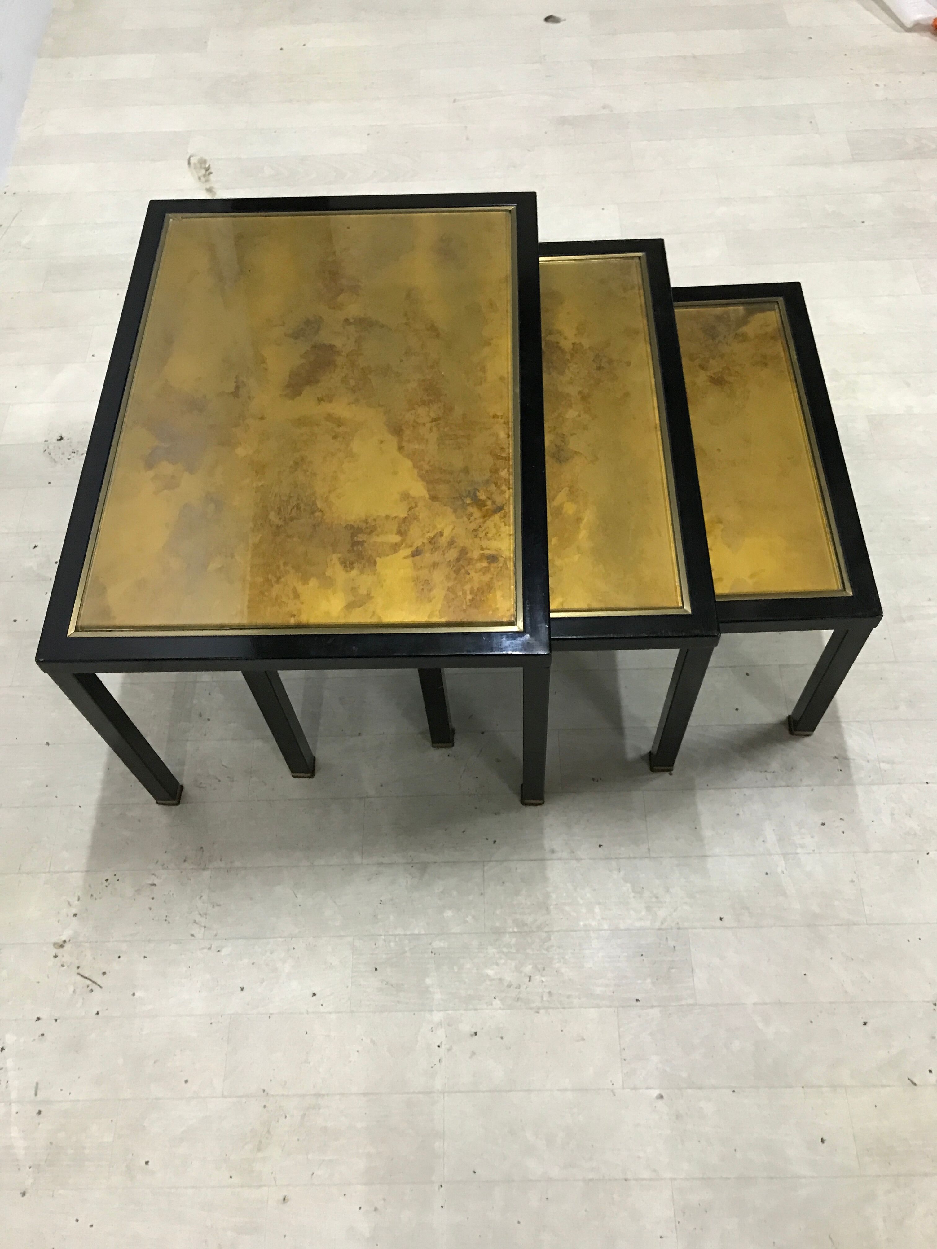 70s metal and glass tables