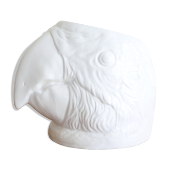 Vintage ceramic pot cover: parrot head, 80s