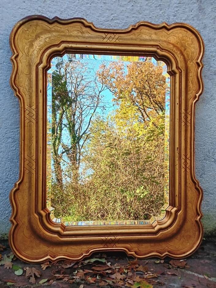 80s beveled gold mirror