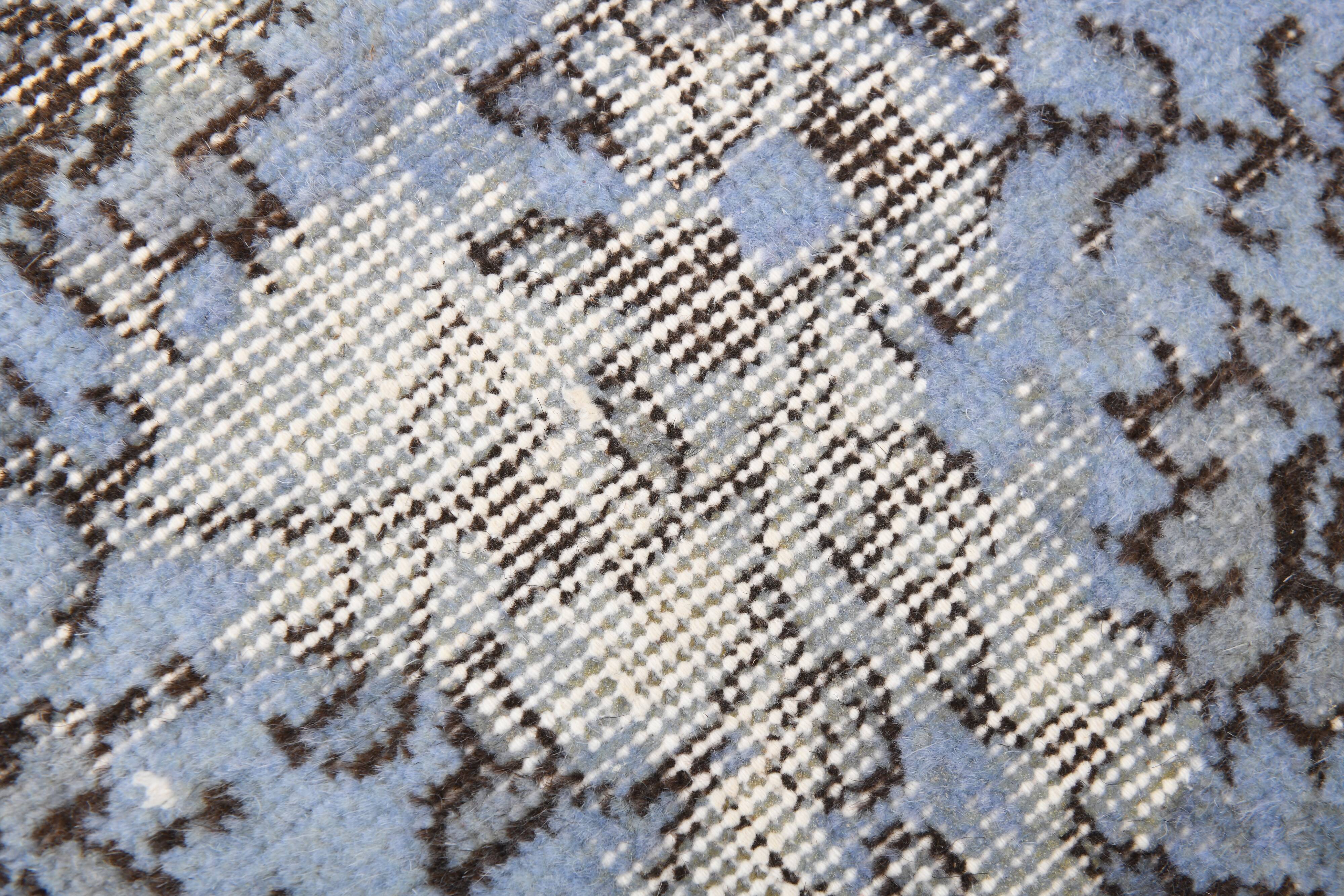 Turkish All-Over Floral Light Blue Vintage Runner Rug, 61x207Cm