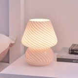 Pink glass mushroom lamp