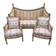 Salon canapé et paire de bergères – Époque Louis XVI – Bois réchampi et toi