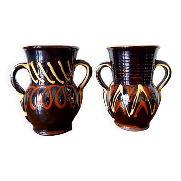 Paire de vases en céramique vintage 1960