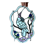 Handmade large window picture made of glass and metal, tiffany style, vintage