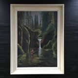 Tableau le pêcheur en rivière