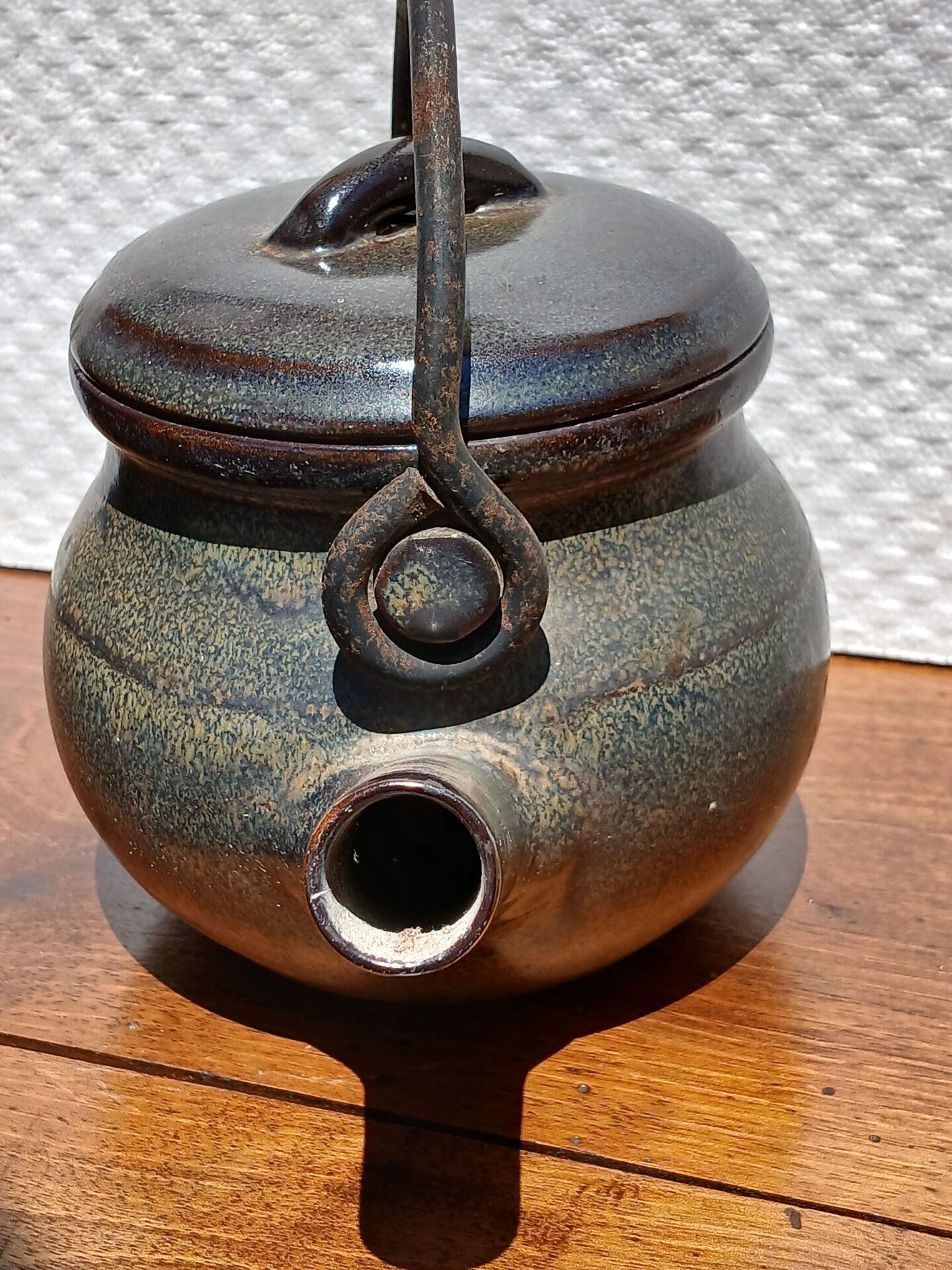 Vintage stoneware teapot from Puisaye, 1950s-60s.