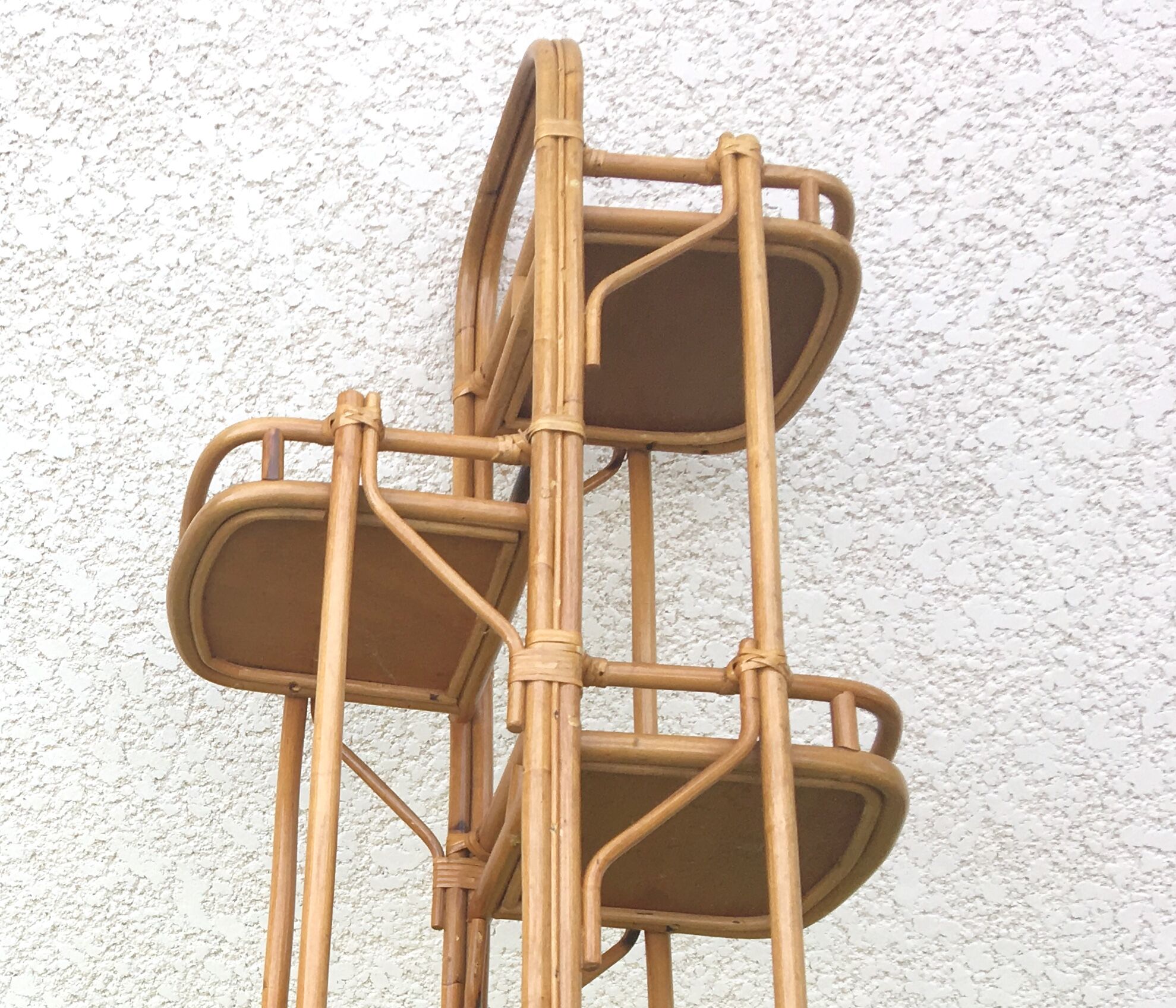 Rattan and bamboo plant rack from the 70s