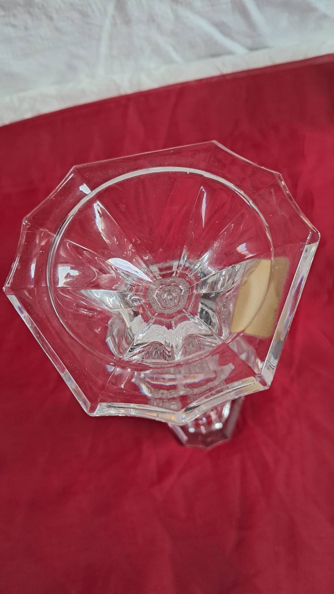 Bougeoir hexagonal en cristal de Bohême vintage —