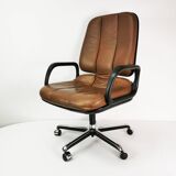 Leather desk chair, Vitra, designed by Wolfgang Mueller, 1970s.