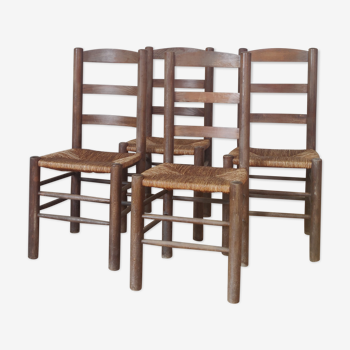 Set de 4 chaises paillées