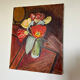 Still life canvas painting tulips on table signed r saintin