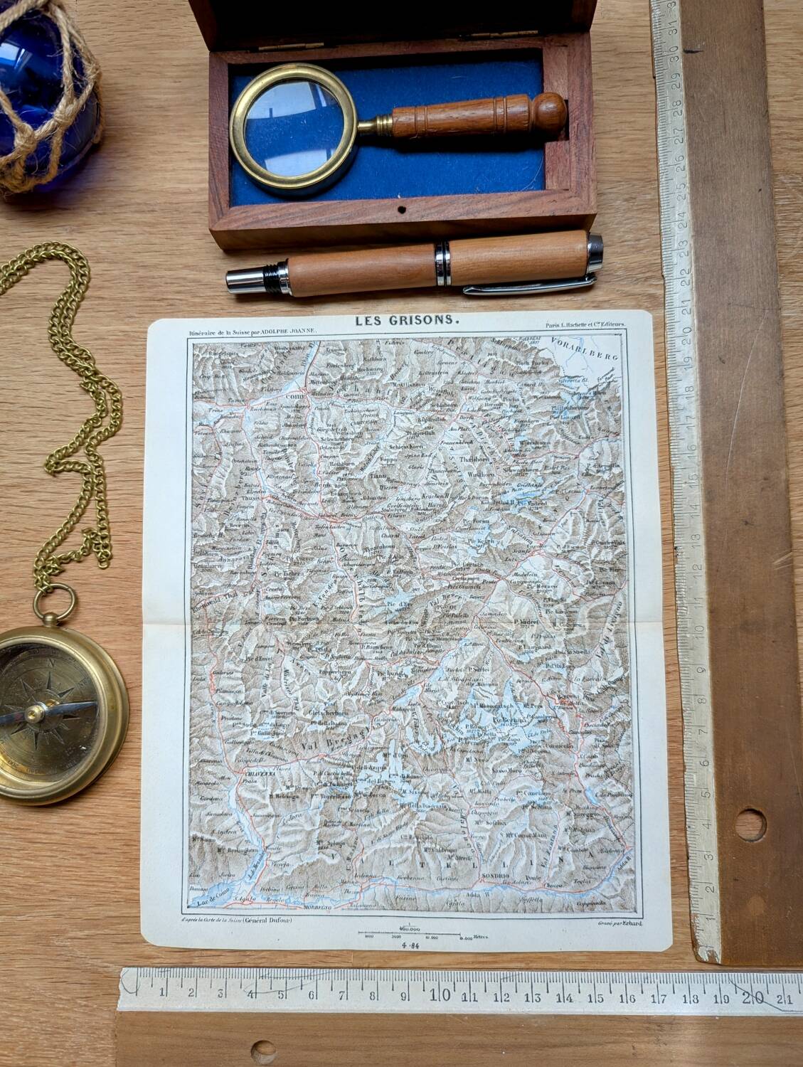 Imprimée en 1844, les Grisons, Suisse.