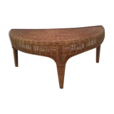 Rattan half-moon coffee table