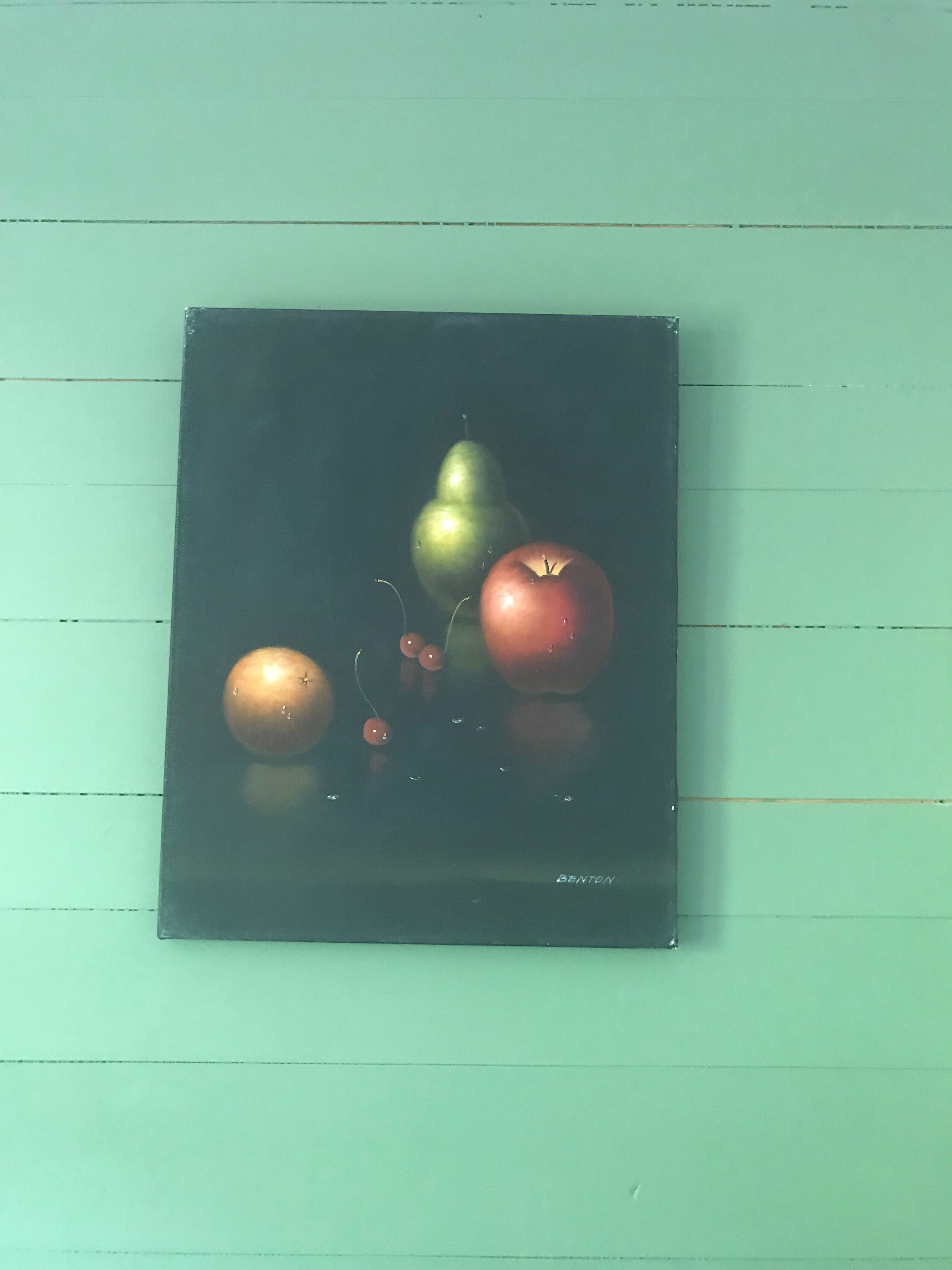 Still life fruit on black background