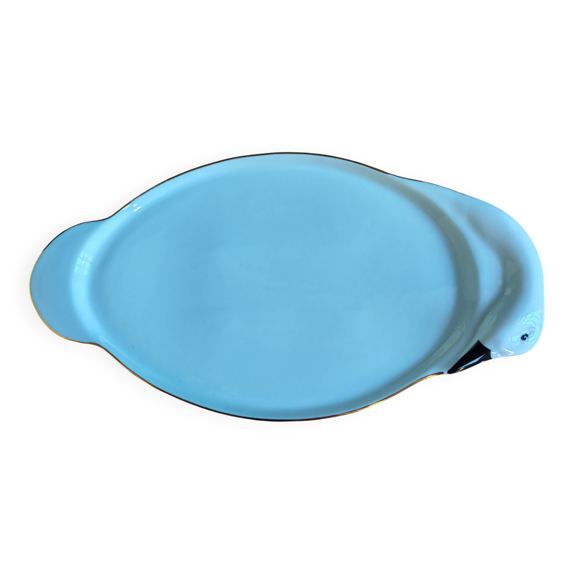 Vintage Porcelain Foie Gras Tray | Oval Duck/Swan Shaped Dish