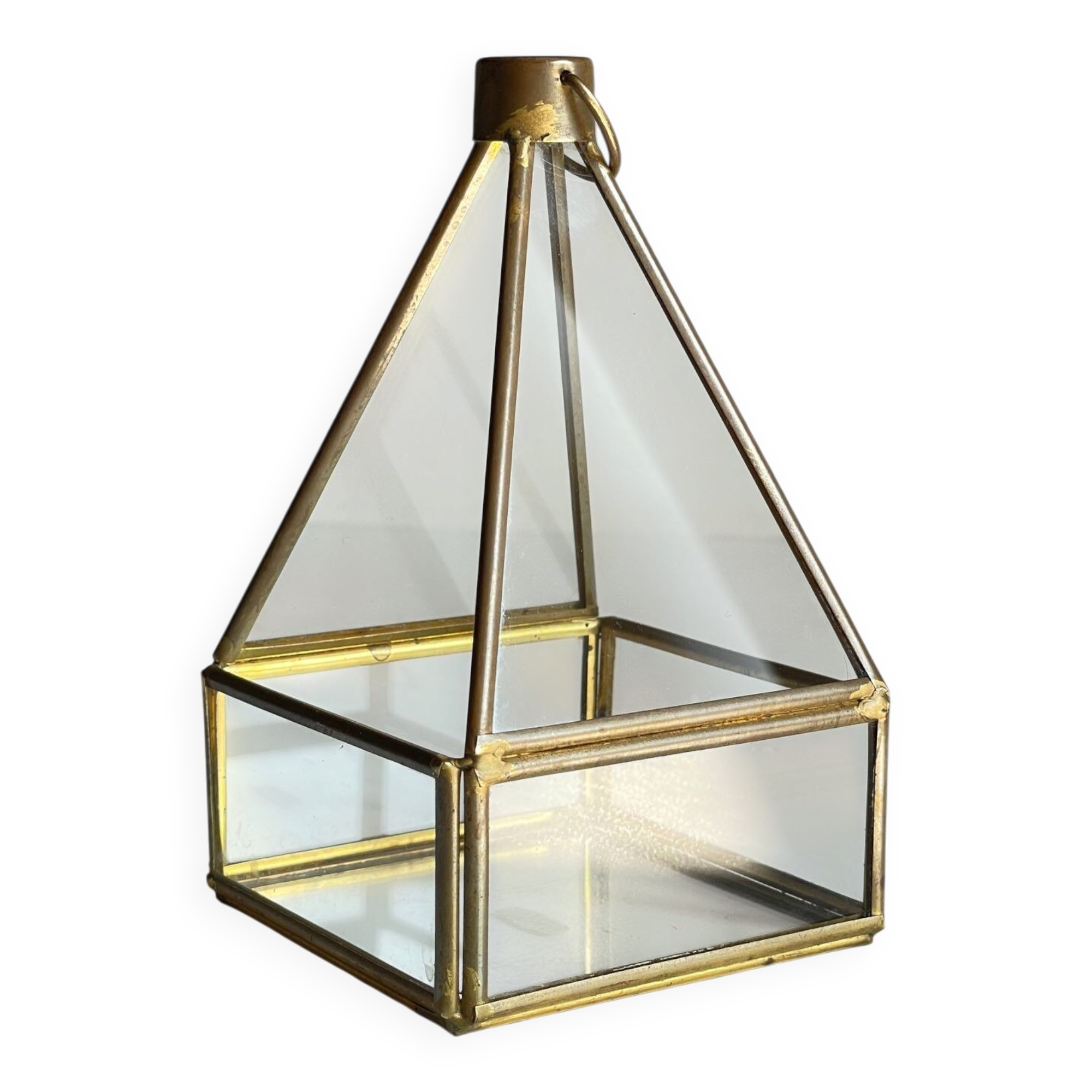Vide-poche verre et laiton vintage