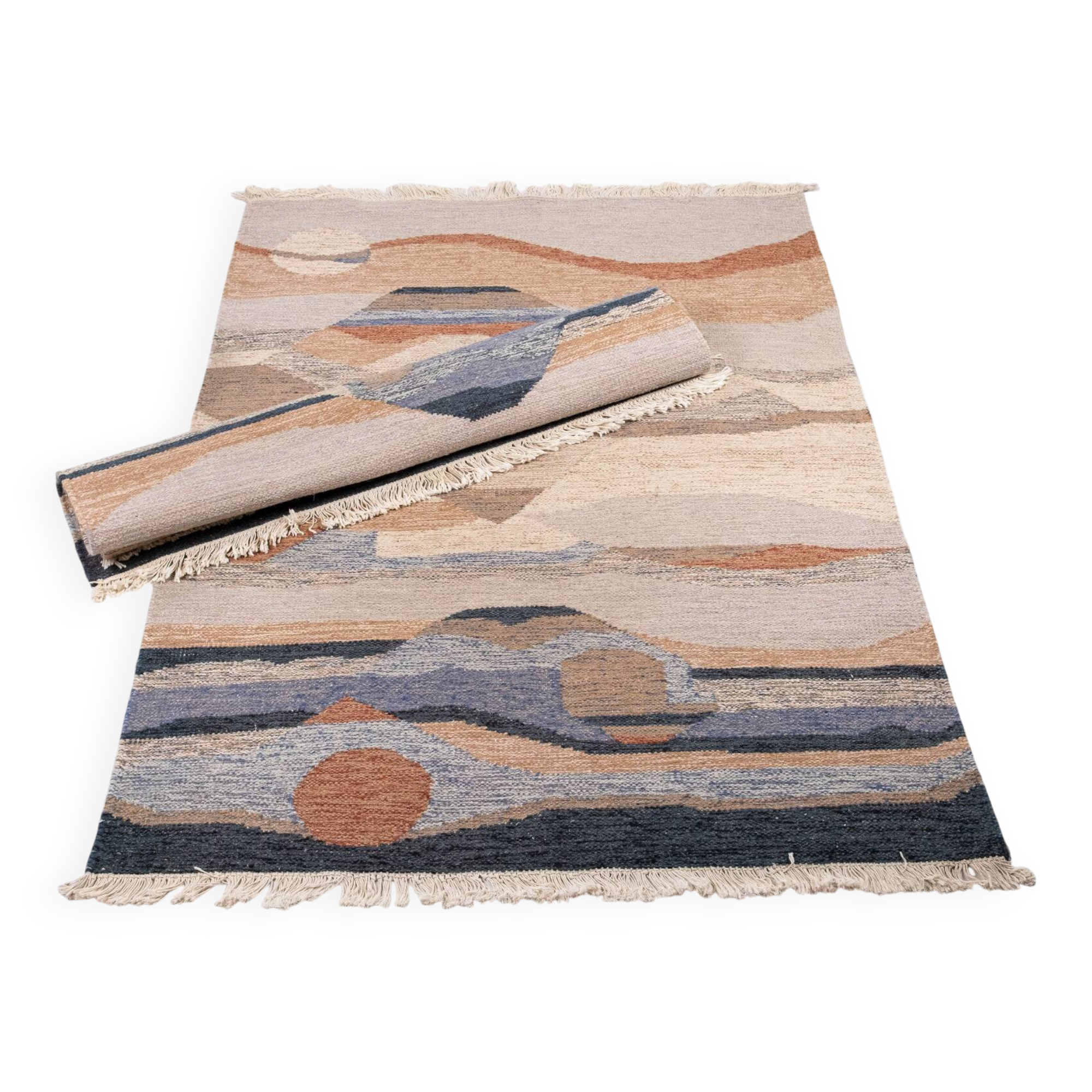 Pair of kilims or tapestries in a modern style, Central Asia, late 20th century.