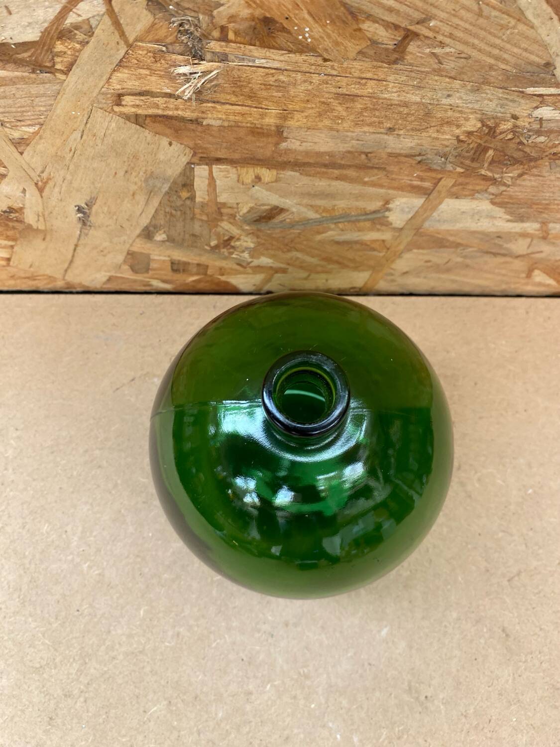 Antique Vintage Green Glass Dame Jeanne Float Ball Bottle