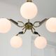 Mid-Century Modern Italian Brass and Opaline Chandelier, 1960