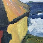 Vintage Expressionists Oil on Canvas painting ”Boathouses”, Stig Delang 76