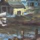 Oil on canvas, seaport scene