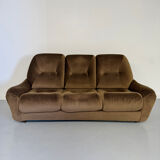 Cosy 3-seater sofa, convertible, French design from the 70s, vintage.