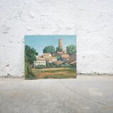 Tableau ancien peinture sur bois signée A. Challou