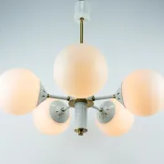 Vintage White 1970s Sputnik Chandelier – Mid-Century Modern Ceiling Light