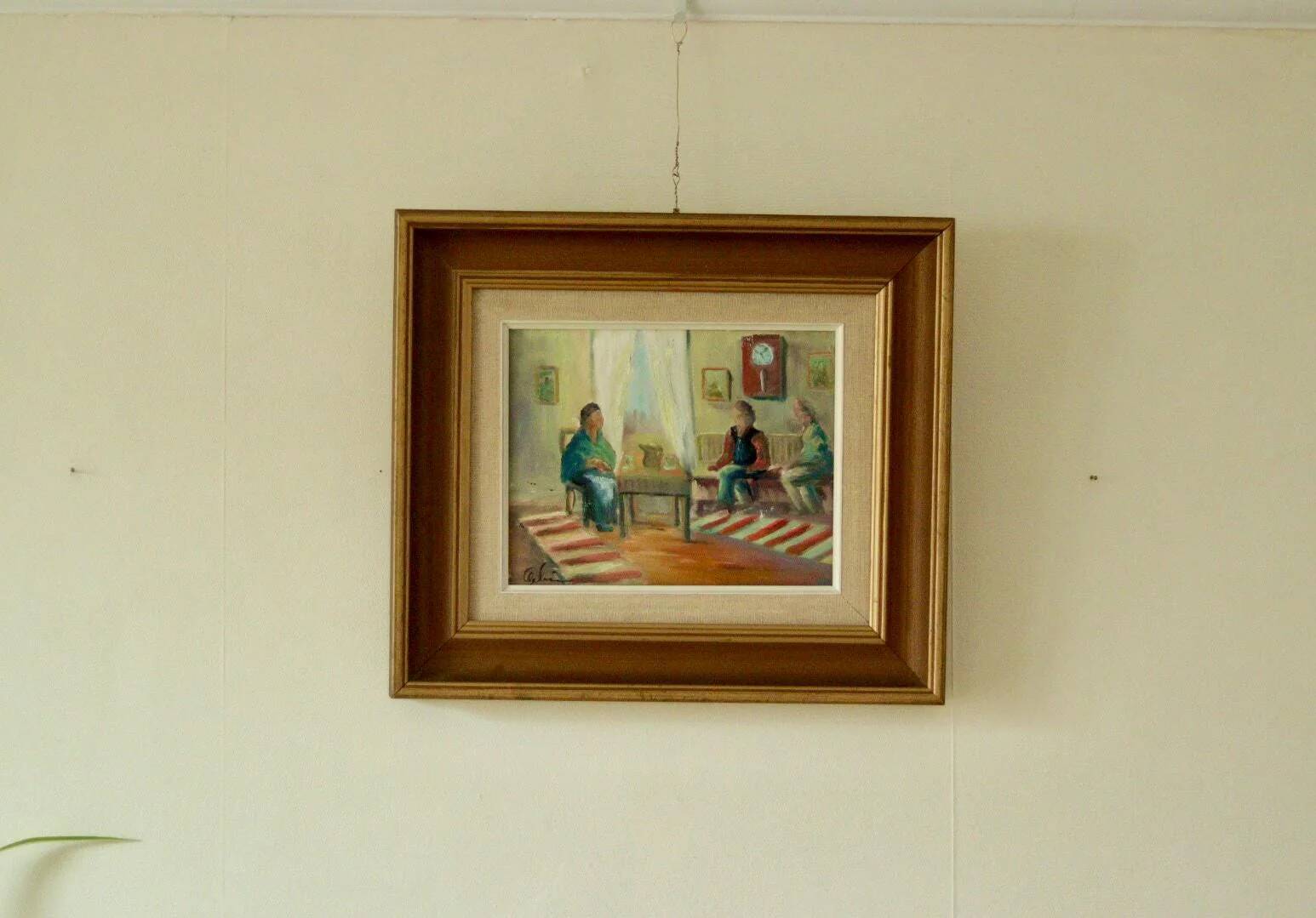 "Interior with Three People" by E. Wallin