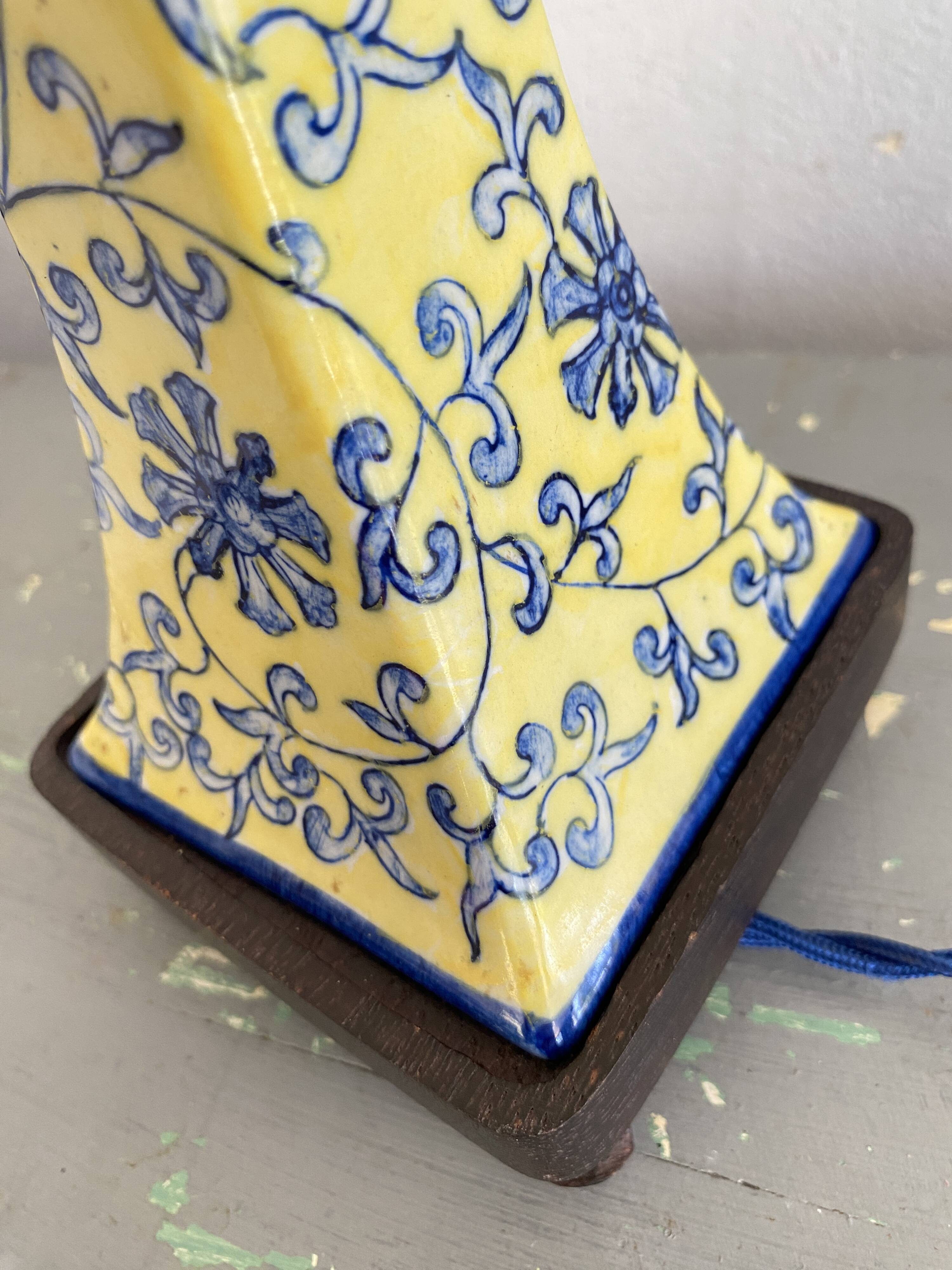 Ceramic lamp, 2 m fabric cable, cotton shade