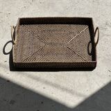 Rectangular Asian handmade basket with circular handle L:45 l:35