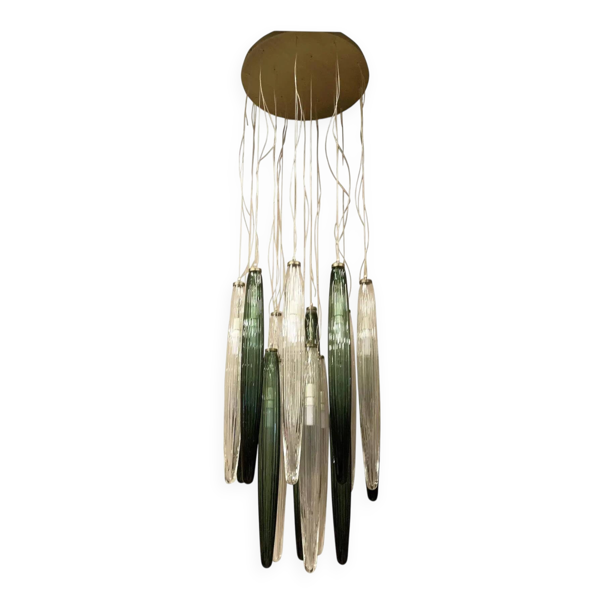 Contemporary Luxury Italian Green "Swords" Murano Glass Cascade by Simoeng