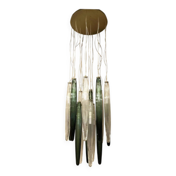 Contemporary Luxury Italian Green "Swords" Murano Glass Cascade by Simoeng