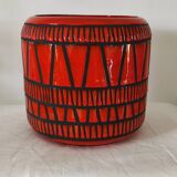 Red pot-pot vase by Roger Capron circa 1960