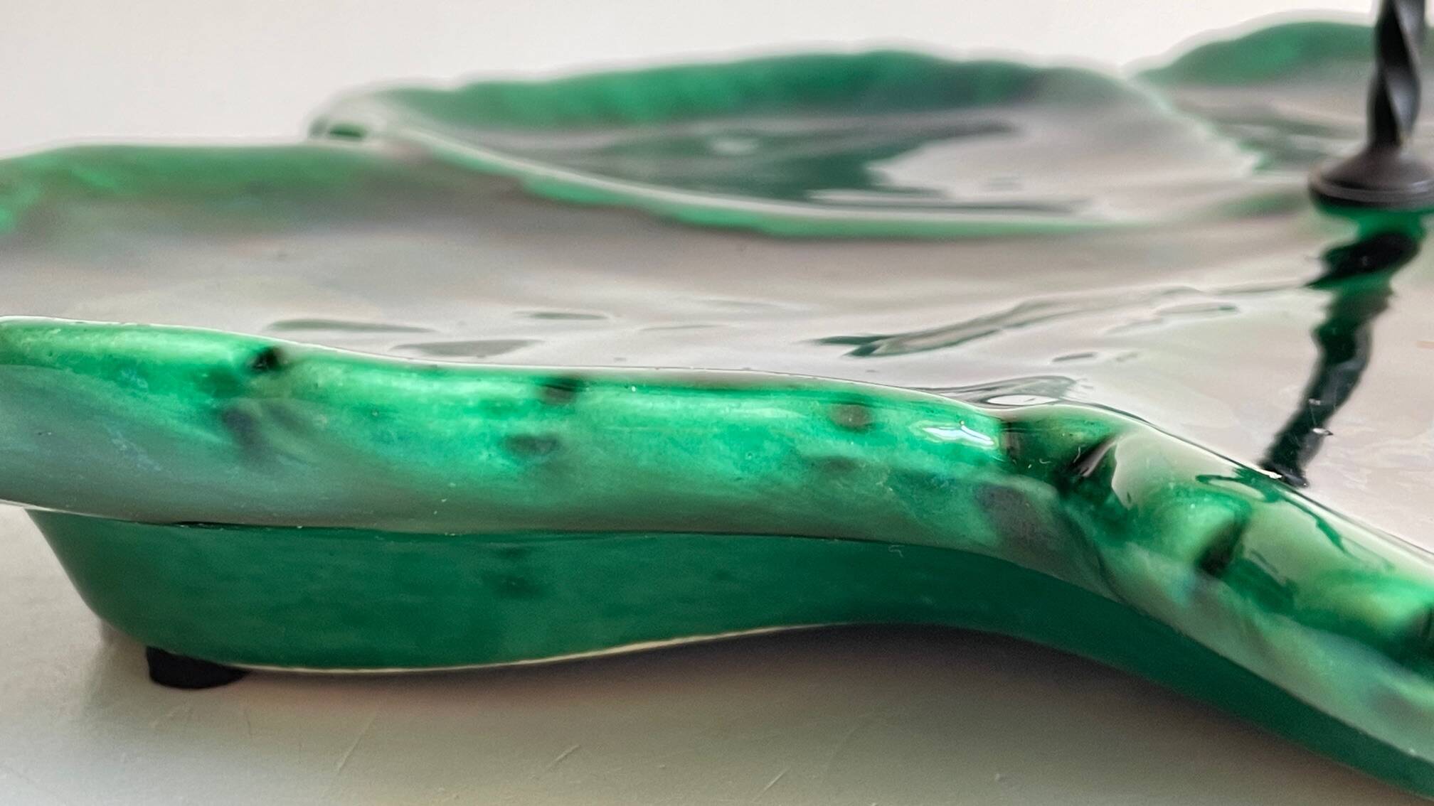 Vintage glazed ceramic slip dish